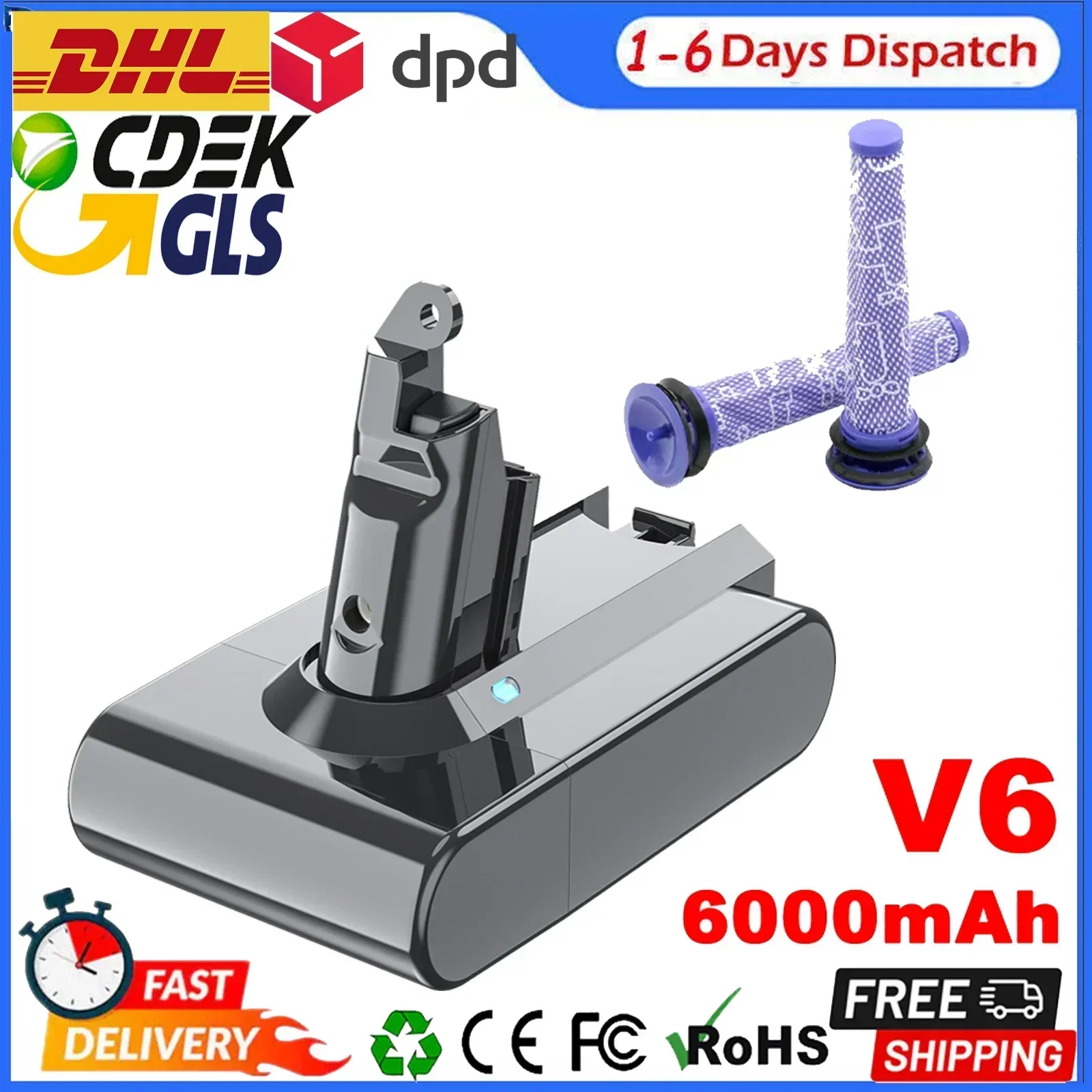 100% Original 21.6V Li-ion Dyson V6 Battery - Fits DC58, DC59, DC62, SV03-SV09 Vacuum Cleaner Models
100% Original 21.6V Li-ion Dyson V6 Battery - Fits DC58, DC59, DC62, SV03-SV09 Vacuum Cleaner Models
