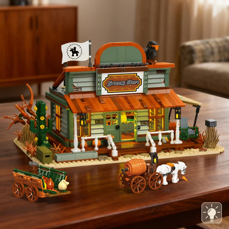 1827pcs Western Wilderness General Store Building Blocks MOC Street Scene Children's Educational Toy Birthday Gift Decoration
1827pcs Western Wilderness General Store Building Blocks MOC Street Scene Children's Educational Toy Birthday Gift Decoration