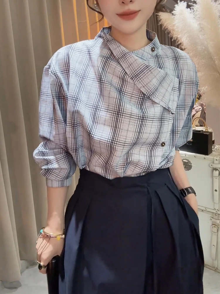 Spring 2025 Slimming Plaid Korean Sle Commute irt for Women plus Size Faionable Casual irt round Ne Seven Sve
Spring 2025 Slimming Plaid Korean Sle Commute irt for Women plus Size Faionable Casual irt round Ne Seven Sve