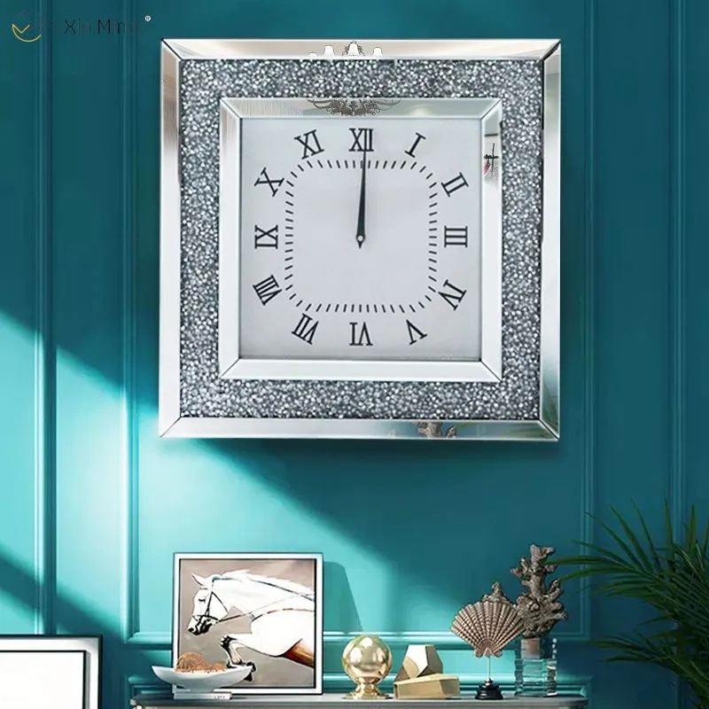 Customized Modern Luxury Home Wall Clock Home Decoration Large Expensive Broken Diamond Glass square Silver Mirror Wall Clock
Customized Modern Luxury Home Wall Clock Home Decoration Large Expensive Broken Diamond Glass square Silver Mirror Wall Clock