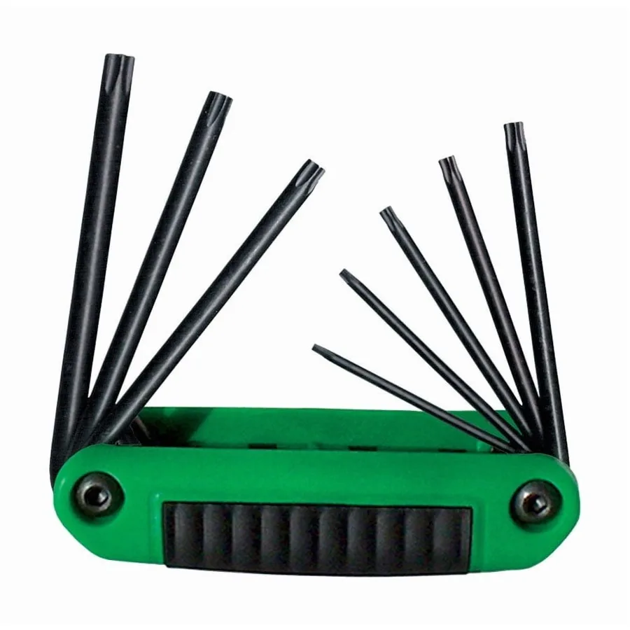 T6-T25 Fold-Up Torx Hex Key Set, 8-Piece Multi-Size Precision Tool Kit for Electronics Repair, Black with Ergonomic Grip
T6-T25 Fold-Up Torx Hex Key Set, 8-Piece Multi-Size Precision Tool Kit for Electronics Repair, Black with Ergonomic Grip