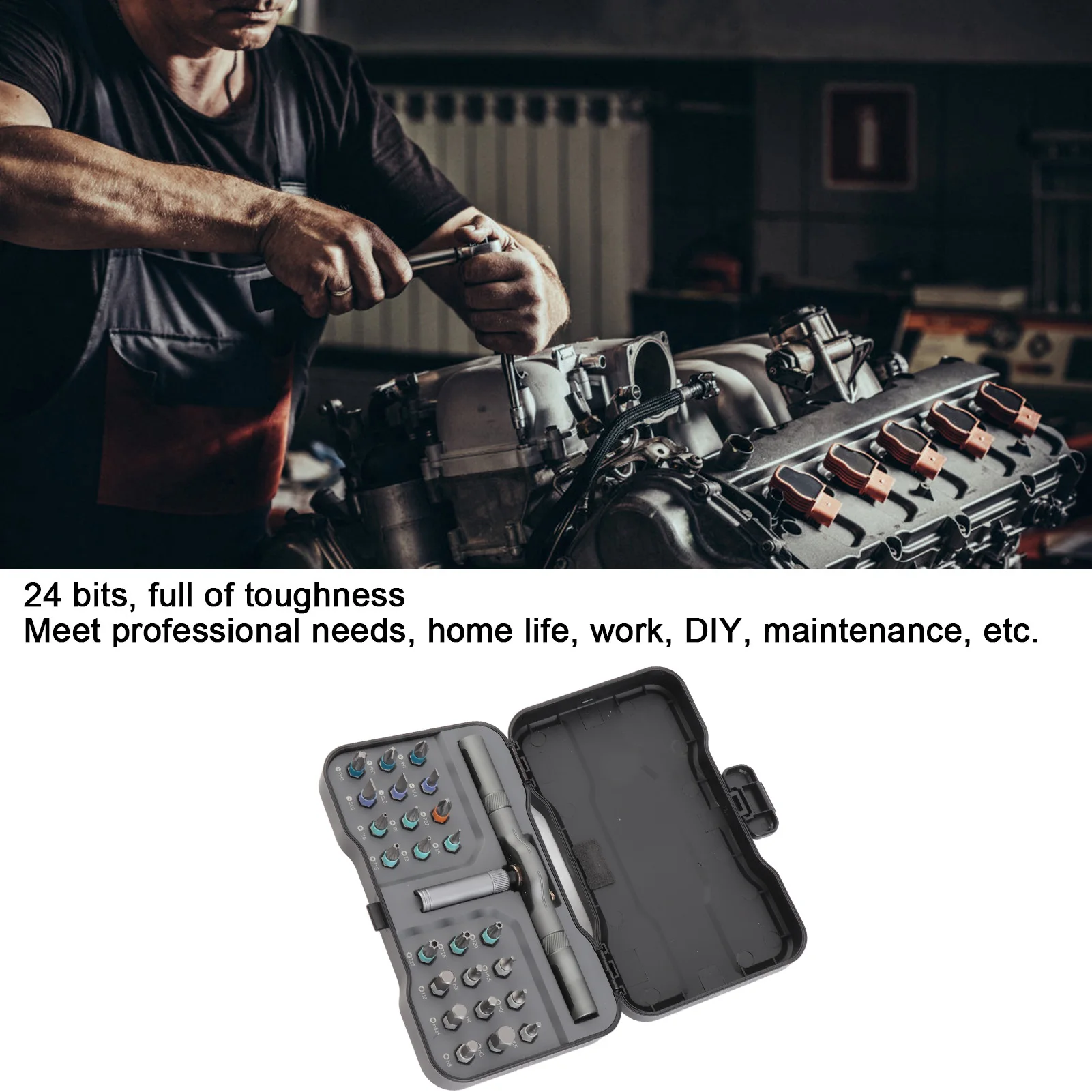 Набор отверток с храповым механизмом Набор отверток с храповым механизмом Биты 24-в-1 Многоцелевой инструмент для ремонта Ручное оборудование с ручкой RS1
Набор отверток с храповым механизмом Набор отверток с храповым механизмом Биты 24-в-1 Многоцелевой инструмент для ремонта Ручное оборудование с ручкой RS1