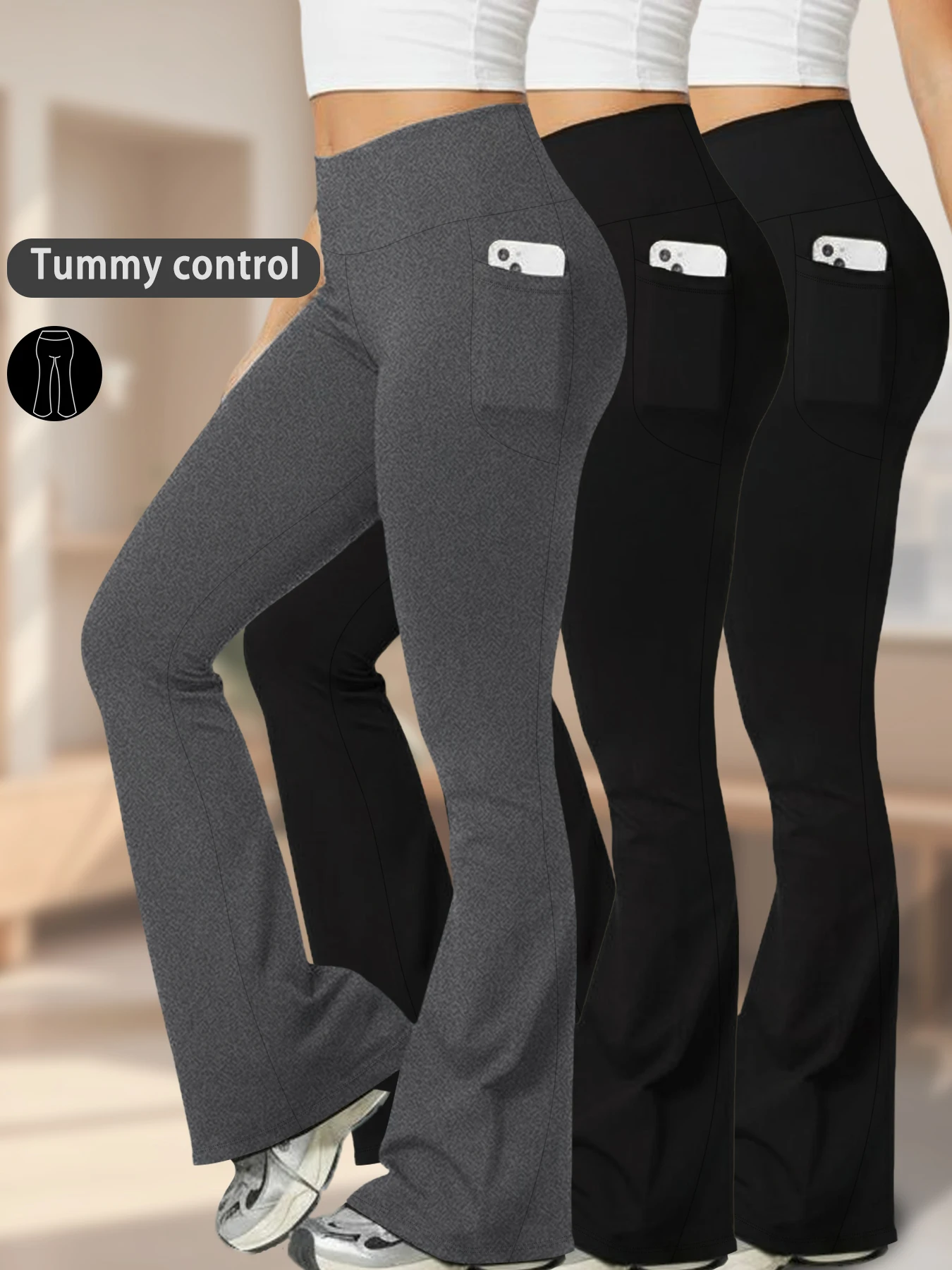 3 Pack Women's Super Soft Flare with Pockets High Waisted Tummy Control Workout Yoga Push Up Gym Fitness Leggings Bell Bottoms
3 Pack Women's Super Soft Flare with Pockets High Waisted Tummy Control Workout Yoga Push Up Gym Fitness Leggings Bell Bottoms
