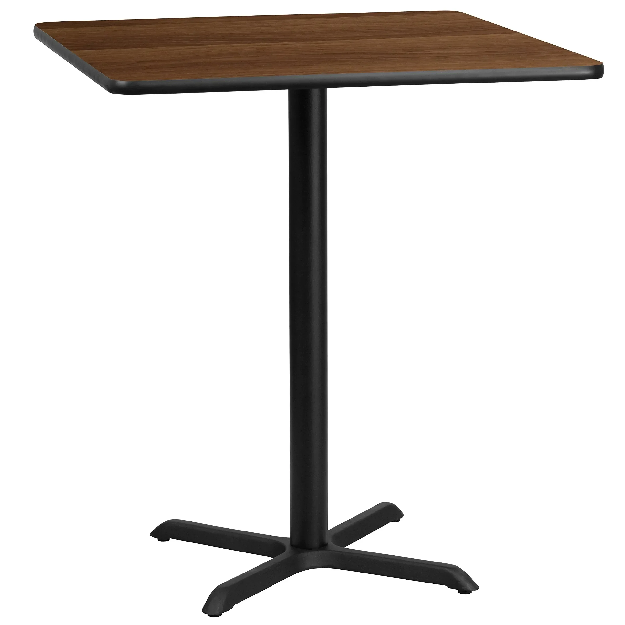 36 Inch Square Walnut Laminate Bar Height Table With Black X-Base
36 Inch Square Walnut Laminate Bar Height Table With Black X-Base