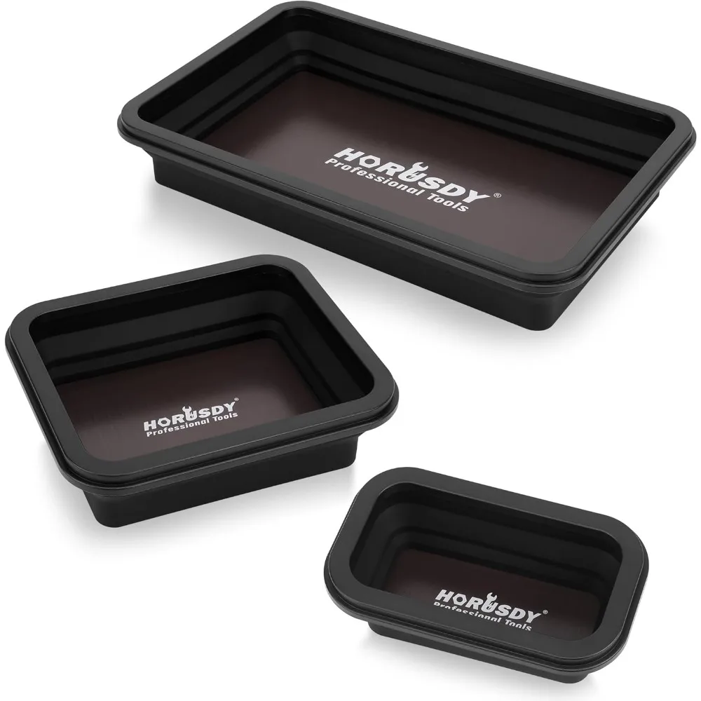 Three Piece Magnetic Tray Set for Organizing Screws Bolts Washers Nuts Small Tools Black
Three Piece Magnetic Tray Set for Organizing Screws Bolts Washers Nuts Small Tools Black