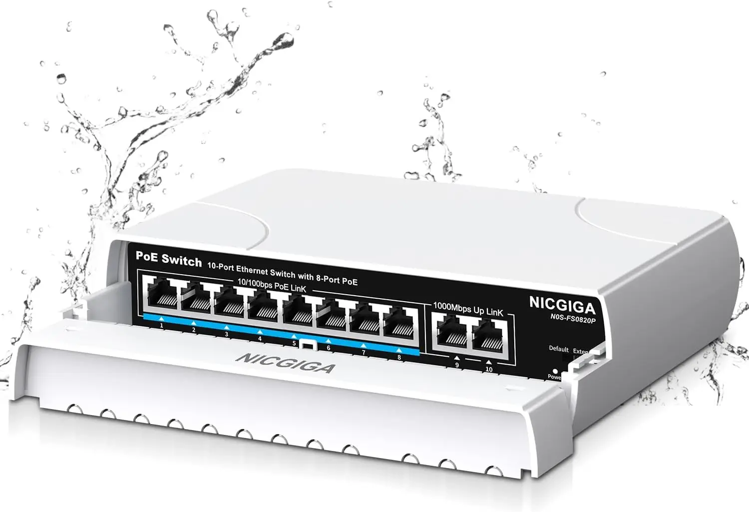 Outdoor 8-Port PoE Switch with 2 Gigabit Uplink, 120W, 10-Port Unmanaged PoE+ Switch with VLAN and 250m Extender, Plug and Play
Outdoor 8-Port PoE Switch with 2 Gigabit Uplink, 120W, 10-Port Unmanaged PoE+ Switch with VLAN and 250m Extender, Plug and Play