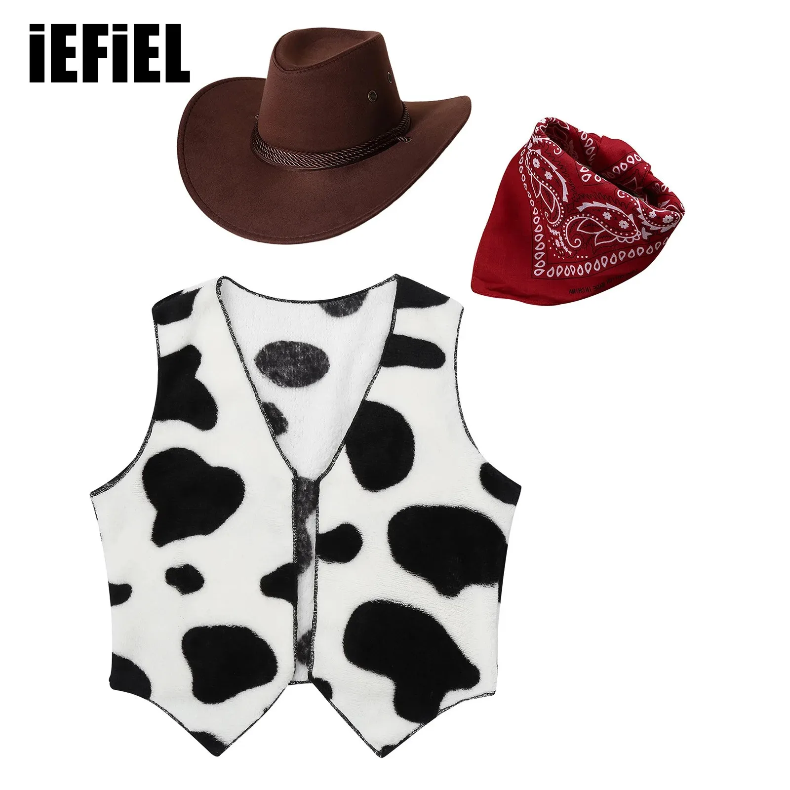Cowboy Vest Set for Kids Western Accessories Cowboy Hat Open Front Vest And Print Bandanna Suit for Halloween Cosplay
Cowboy Vest Set for Kids Western Accessories Cowboy Hat Open Front Vest And Print Bandanna Suit for Halloween Cosplay