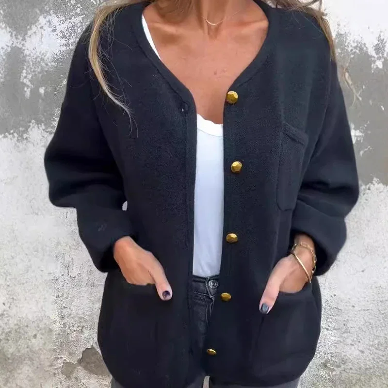 Women's O Neck Single Breasted Loose Jacket Fashion Autumn Long Sleeved Pocket Cardigan New Vintage Solid Color Office Outerwear
Women's O Neck Single Breasted Loose Jacket Fashion Autumn Long Sleeved Pocket Cardigan New Vintage Solid Color Office Outerwear