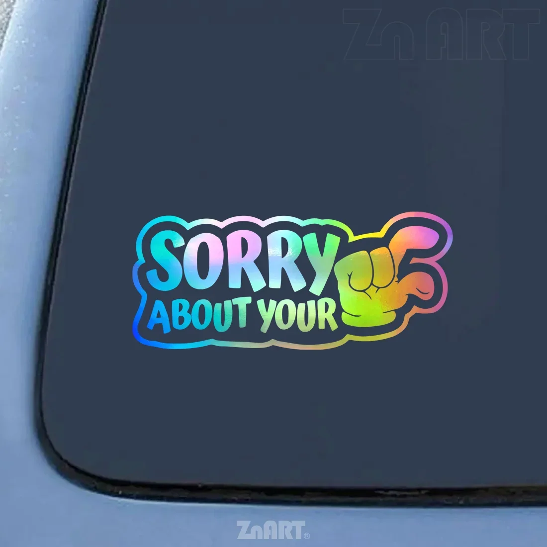 High Gloss, Self-Adhesive, Irregular Shape, Cartoon and Graphic Theme "Sorry for Your" Slogan Reflective Vinyl Sticker
High Gloss, Self-Adhesive, Irregular Shape, Cartoon and Graphic Theme "Sorry for Your" Slogan Reflective Vinyl Sticker