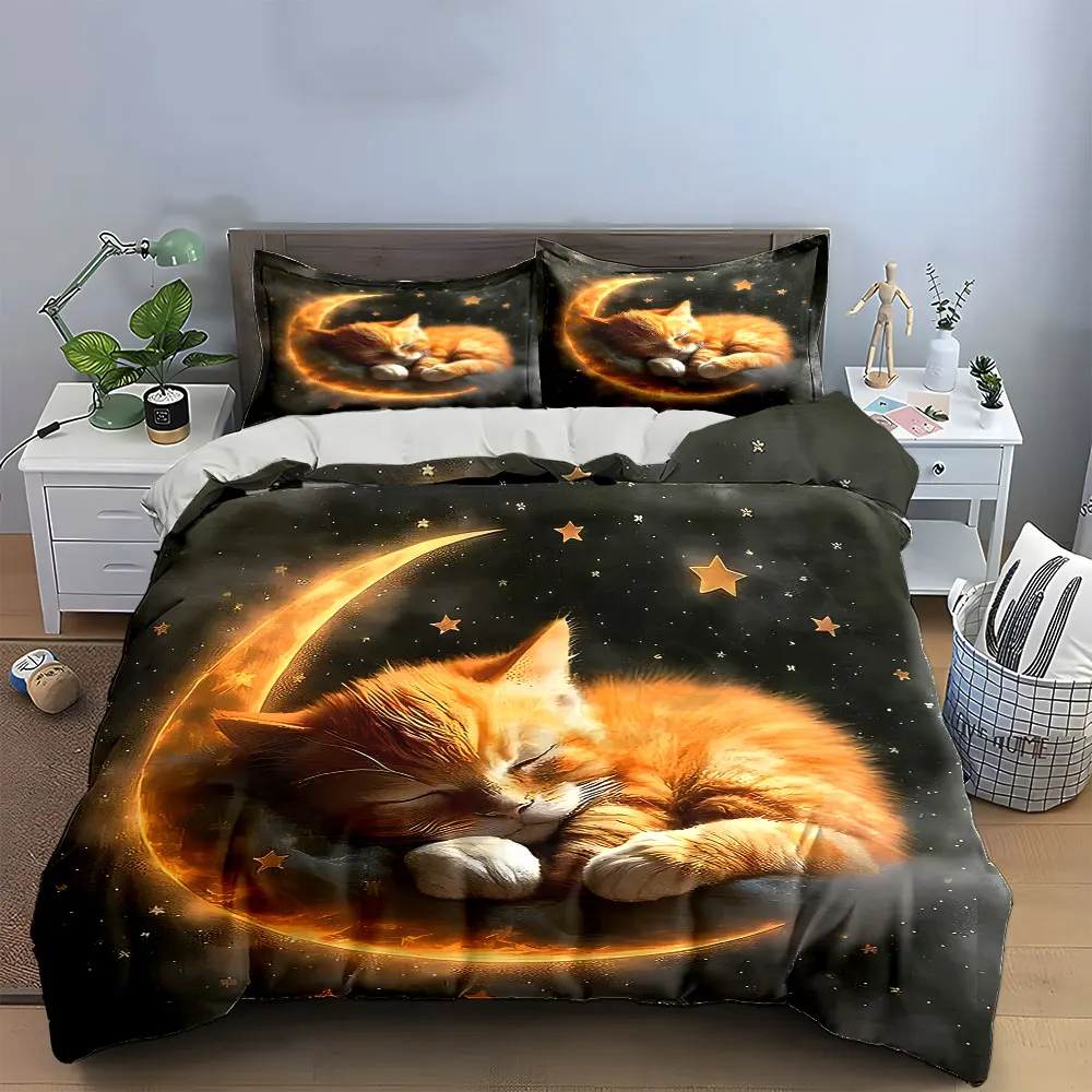 "Moon Cat Decorative Set" Bedding Set with 1 Duvet Cover 2 Pillowcases Single Double King Queen, Gift
"Moon Cat Decorative Set" Bedding Set with 1 Duvet Cover 2 Pillowcases Single Double King Queen, Gift