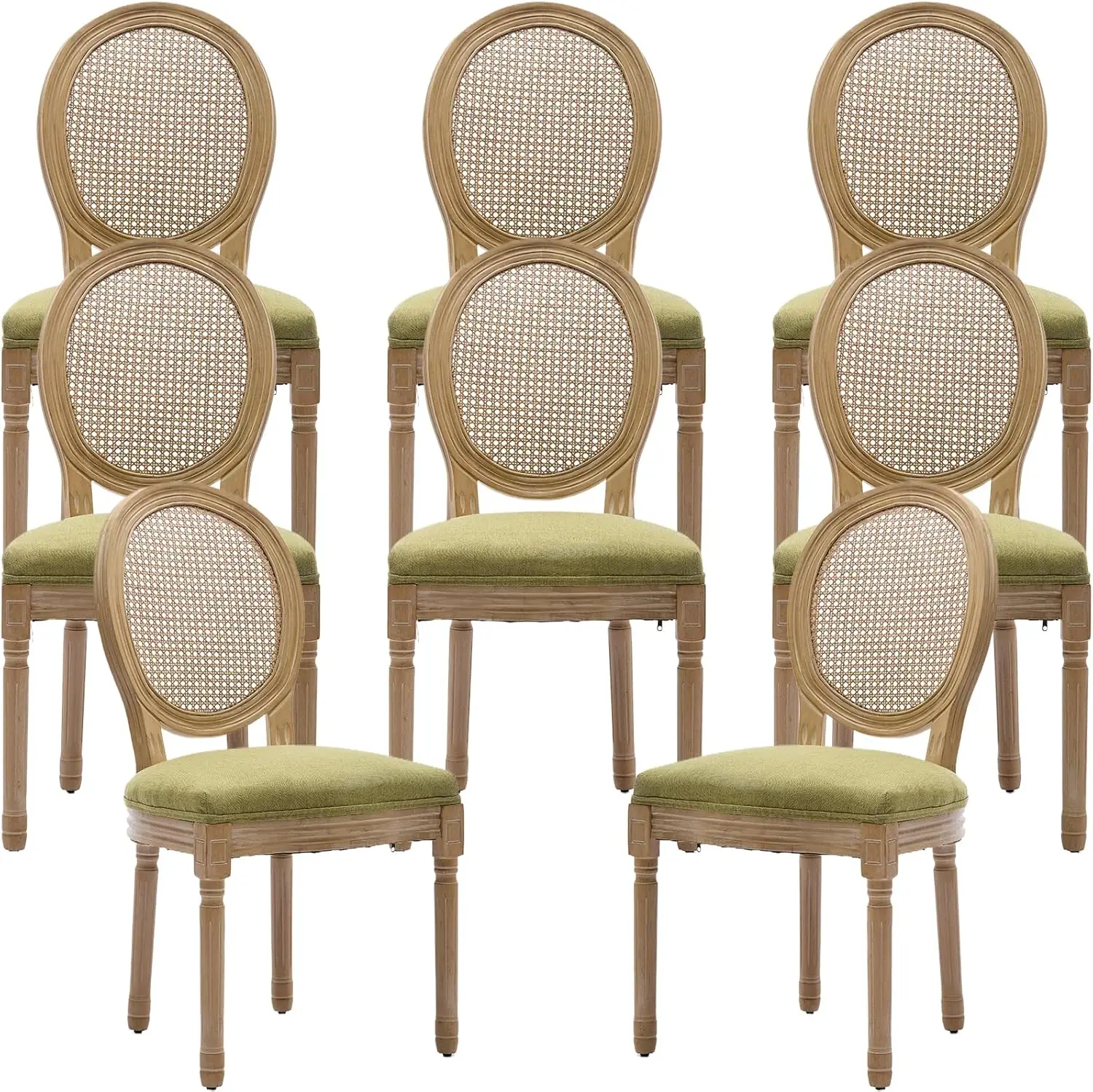 French Country Dining Chairs Set of 8, Olive Green Kitchen & Dining Room Chairs Set of 8, Rattan Dining Chairs, Cane Back
French Country Dining Chairs Set of 8, Olive Green Kitchen & Dining Room Chairs Set of 8, Rattan Dining Chairs, Cane Back