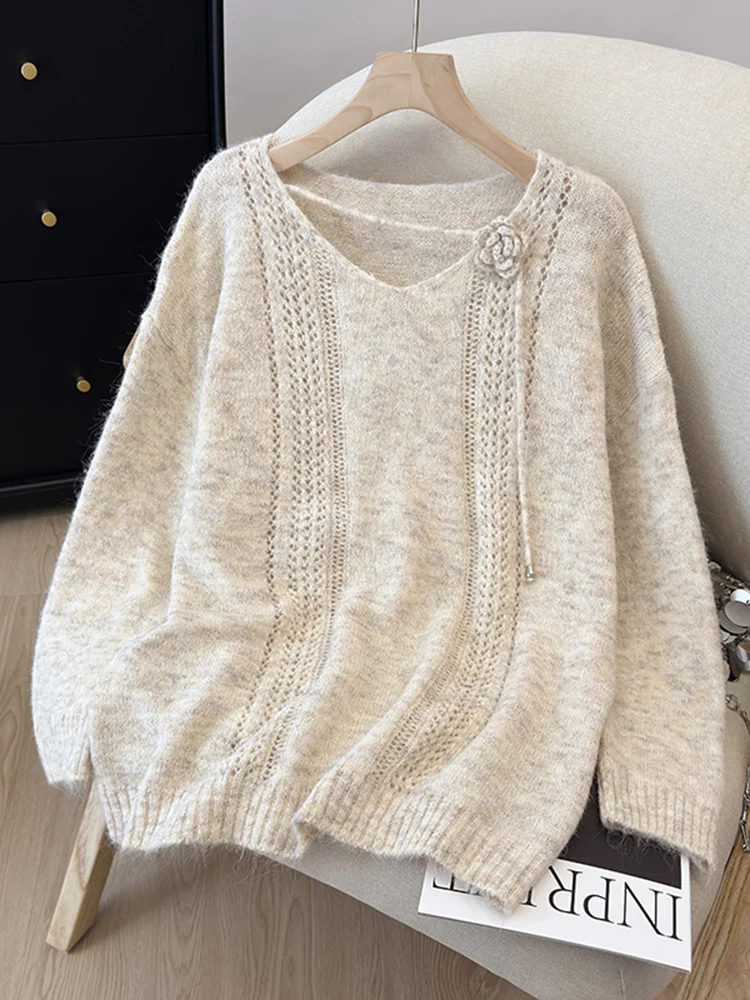 Женский трикотажный свитер с V-образным вырезом и ажурной вязкой, свободного кроя, базовый слой, весна-осень-зима, Cleanfit, средней мягкости, с длинными рукавами
Женский трикотажный свитер с V-образным вырезом и ажурной вязкой, свободного кроя, базовый слой, весна-осень-зима, Cleanfit, средней мягкости, с длинными рукавами