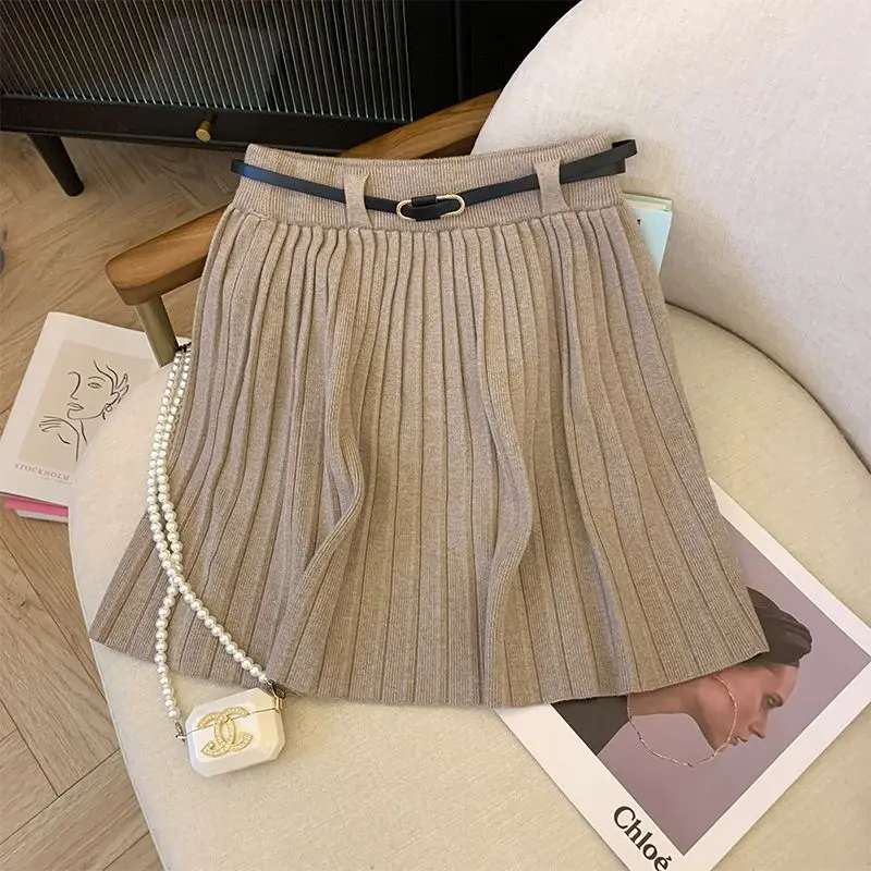 College Style Knitted Pleated Skirt with Belt Elastic High Waist Draped Wool Elasticity Skirt
College Style Knitted Pleated Skirt with Belt Elastic High Waist Draped Wool Elasticity Skirt