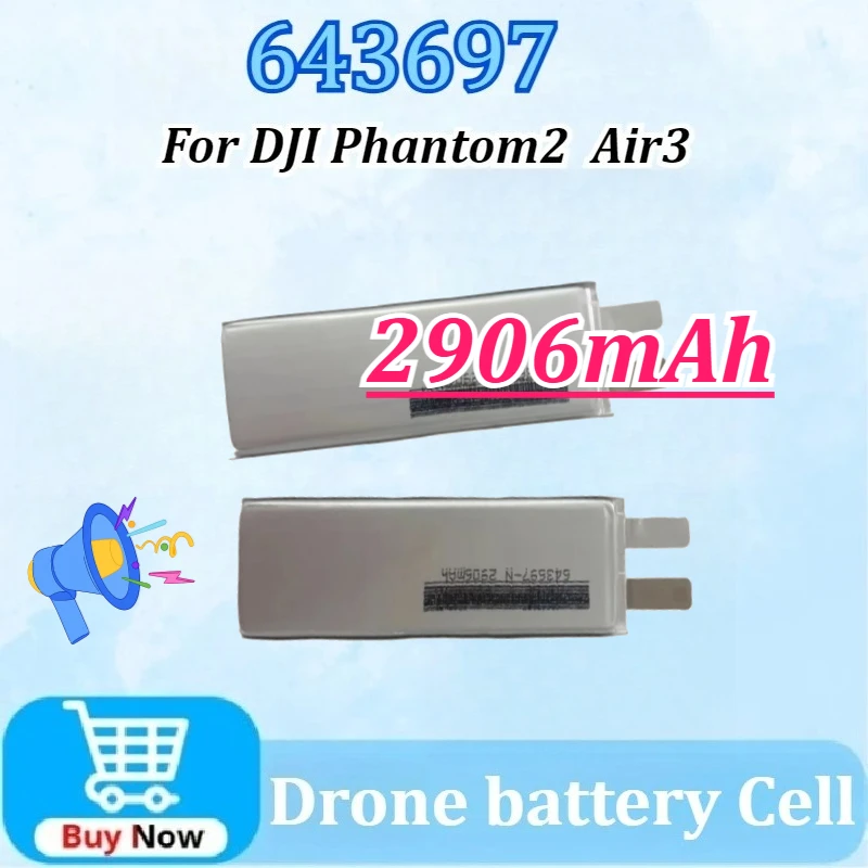 Upgraded 2906mAh High-Capacity Batteries 643697 for DJI Phantom2 Air3 Battery Cell Replace Accessories 
Upgraded 2906mAh High-Capacity Batteries 643697 for DJI Phantom2 Air3 Battery Cell Replace Accessories
