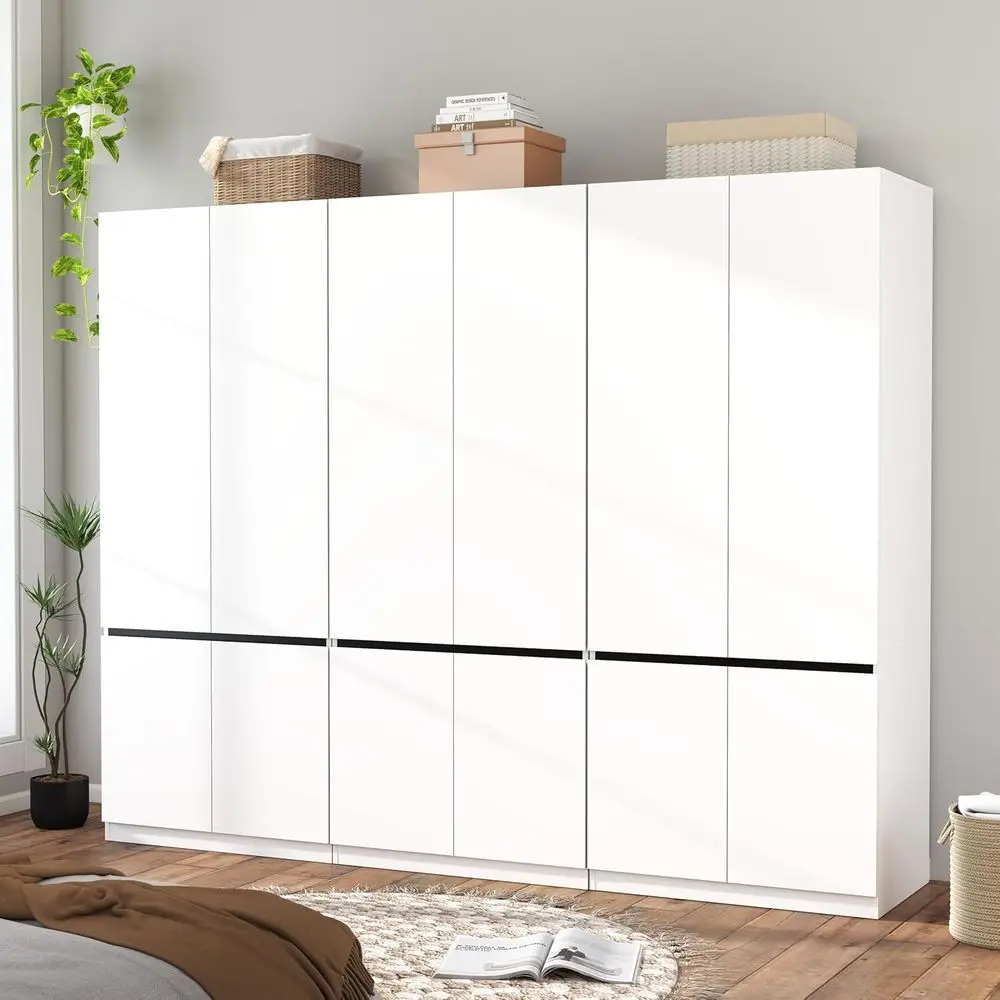 Large 75 White Wooden Wardrobe Closet with 6 Doors, Storage Space for Clothes and Hanging
Large 75 White Wooden Wardrobe Closet with 6 Doors, Storage Space for Clothes and Hanging