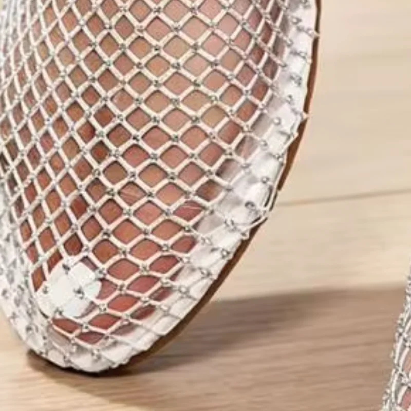 Women Lightweight Ballet Flats Breathable Fishnet Sandals Sparkly Rhinestone Low Heel Slip on Shoes for Street Beach Party
Women Lightweight Ballet Flats Breathable Fishnet Sandals Sparkly Rhinestone Low Heel Slip on Shoes for Street Beach Party