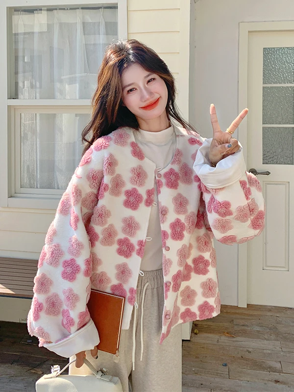 Pink Fluffy Plu Cotton Jaet Women's ort Sle Winter Faionable Unique Little Cotton Coat Korean Loose Fit Long Sve
Pink Fluffy Plu Cotton Jaet Women's ort Sle Winter Faionable Unique Little Cotton Coat Korean Loose Fit Long Sve