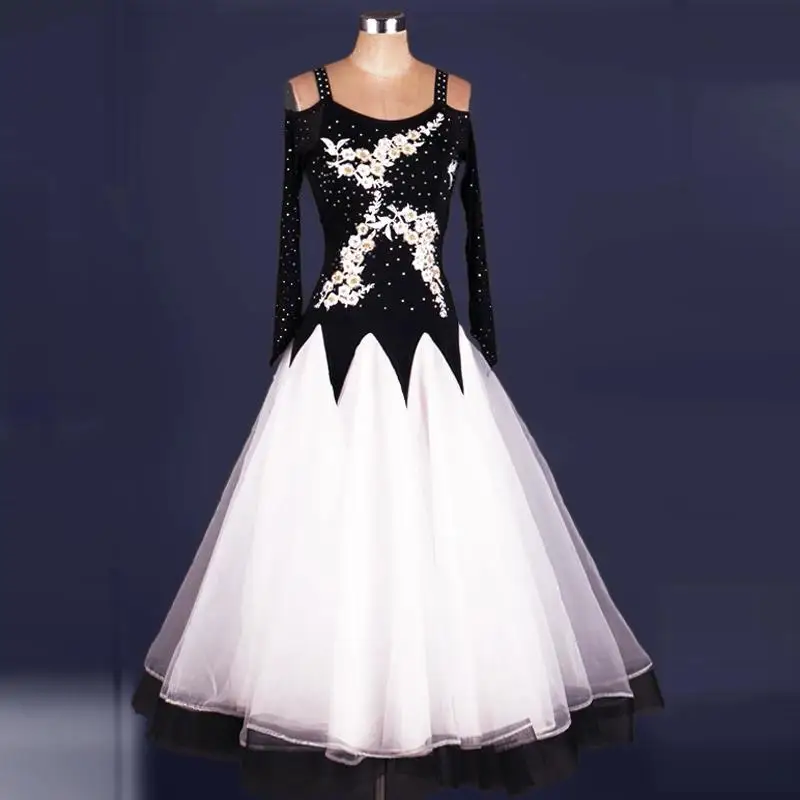 Black Modern Dance Clothing Ballroom Dress Girls Standard Waltz Skirt Women Ball Gowns Elegant Long Sleeves Outfits New Costumes
Black Modern Dance Clothing Ballroom Dress Girls Standard Waltz Skirt Women Ball Gowns Elegant Long Sleeves Outfits New Costumes