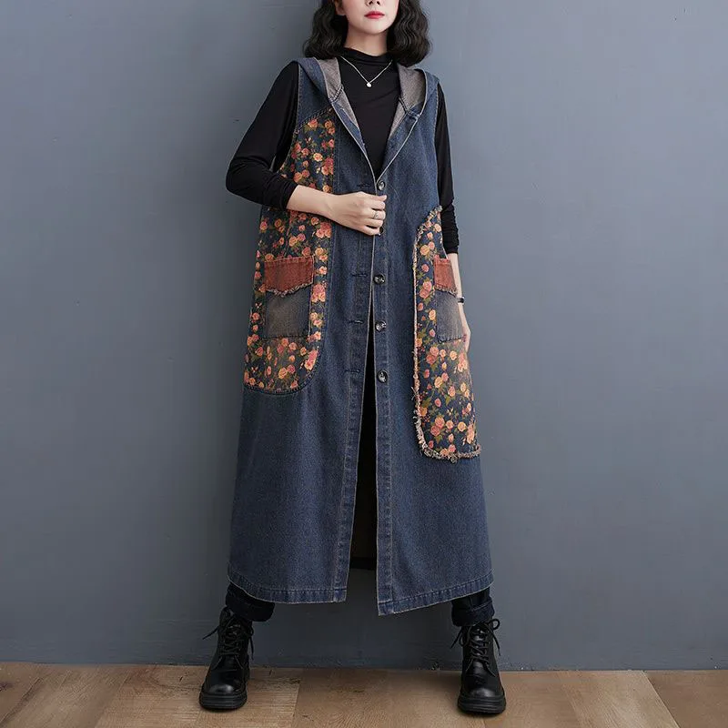 New Women's Denim Waistcoat Spring Autumn Casual Sleeveless Hooded Denim Jacket Large Size Female Loose Long Denim Vest Overcoat
New Women's Denim Waistcoat Spring Autumn Casual Sleeveless Hooded Denim Jacket Large Size Female Loose Long Denim Vest Overcoat