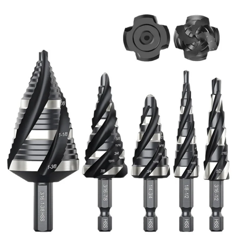 Four Spiral Flute Cobalt Step Drill Bit, 1/4" Hex Shank Impact Ready Bit for Hard Metal, Stainless Steel, Cast Iron
Four Spiral Flute Cobalt Step Drill Bit, 1/4" Hex Shank Impact Ready Bit for Hard Metal, Stainless Steel, Cast Iron