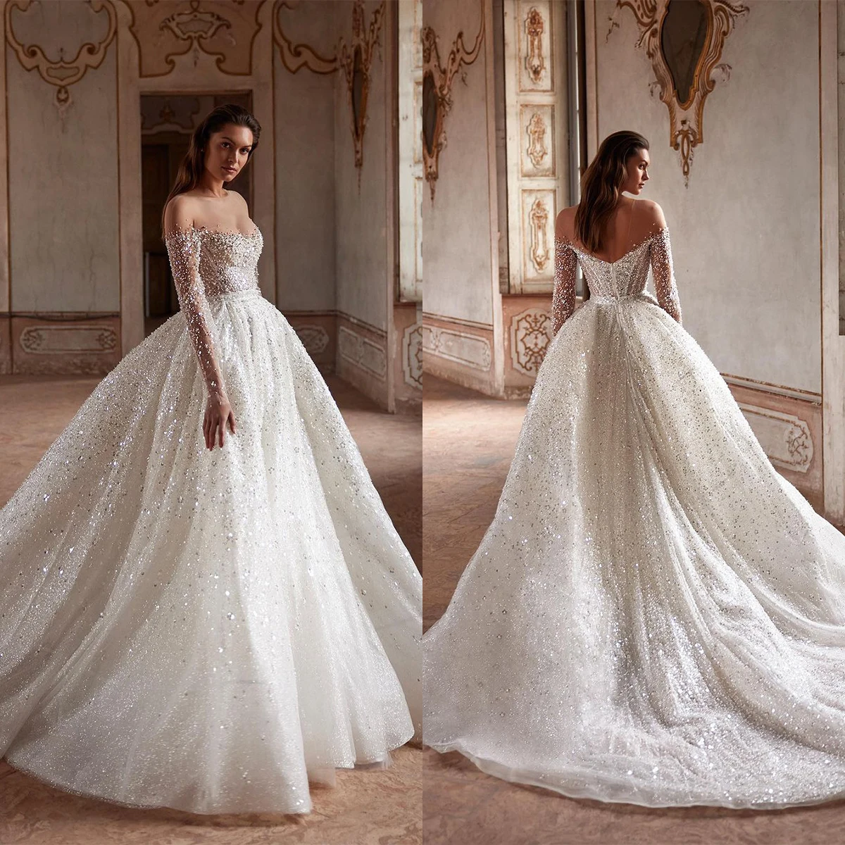 Elegant A Line Wedding Dresses Crystal Long Sleeves Bridal Gowns Custom Made Sweep Train Appliques Lace Robe De Mariee
Elegant A Line Wedding Dresses Crystal Long Sleeves Bridal Gowns Custom Made Sweep Train Appliques Lace Robe De Mariee
