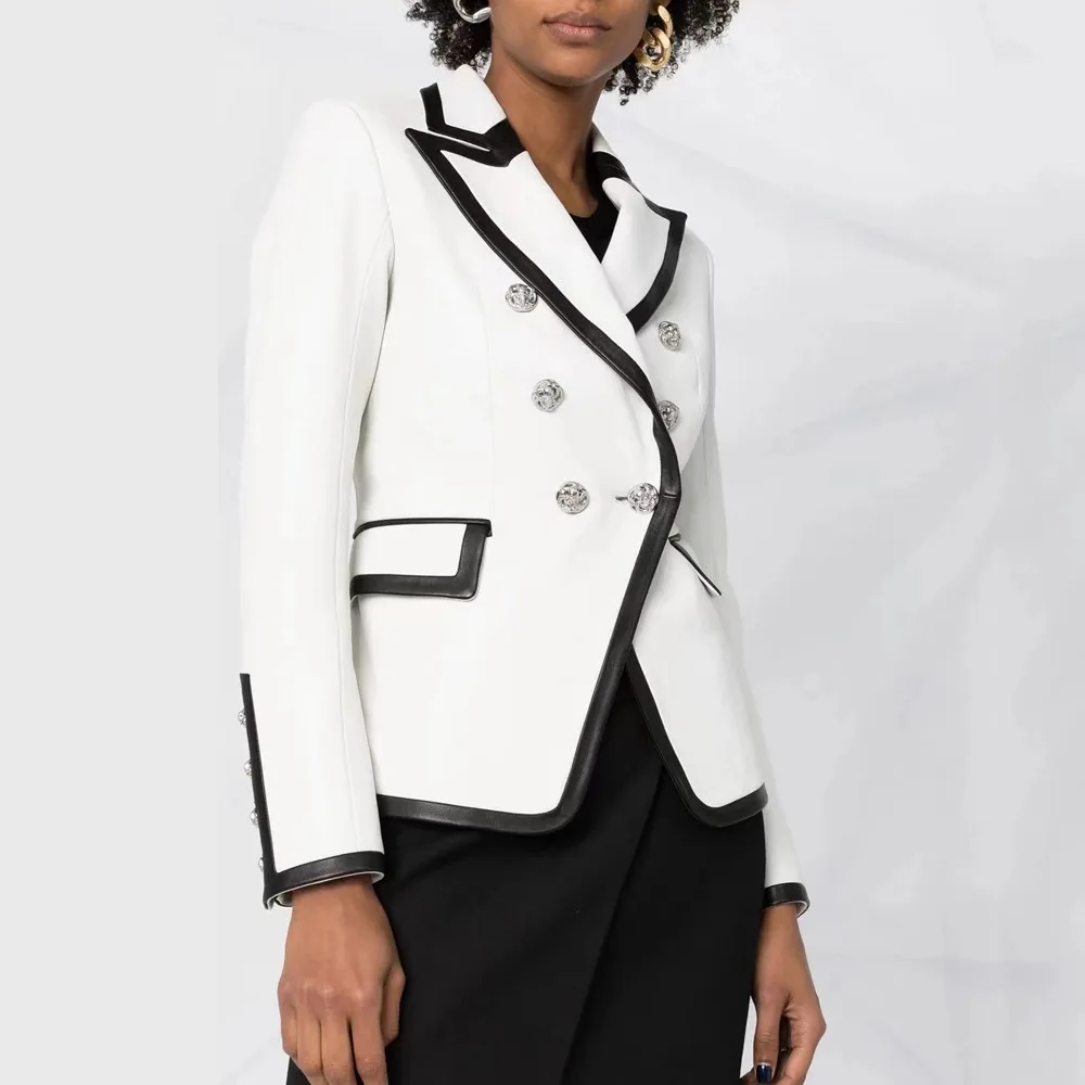 women's outerwears formal pu leather lapel color block blazer coat long sleeve double breasted slim blazer jacket
women's outerwears formal pu leather lapel color block blazer coat long sleeve double breasted slim blazer jacket