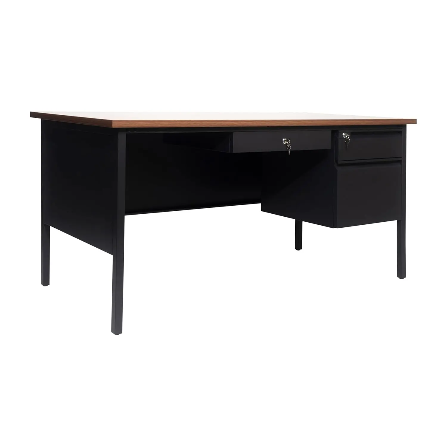 Right Pedestal Office Desk 3 Locking Drawers Commercial Grade Metal Frame 30x60 Walnut Black Customized
Right Pedestal Office Desk 3 Locking Drawers Commercial Grade Metal Frame 30x60 Walnut Black Customized
