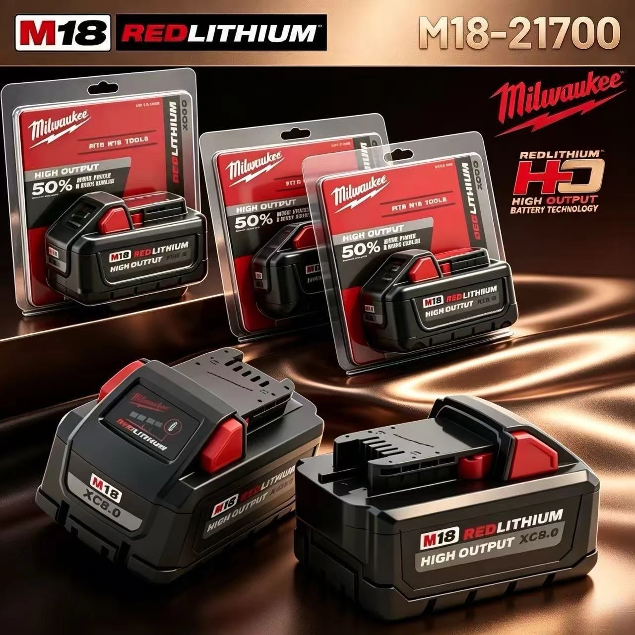 Original Milwaukee M18 Rechargeable Lithium Battery, M18B6 5.0Ah 6.0Ah 8.0Ah, Compatible with 48-11-1860 48-11-1850 48-11-1840
Original Milwaukee M18 Rechargeable Lithium Battery, M18B6 5.0Ah 6.0Ah 8.0Ah, Compatible with 48-11-1860 48-11-1850 48-11-1840