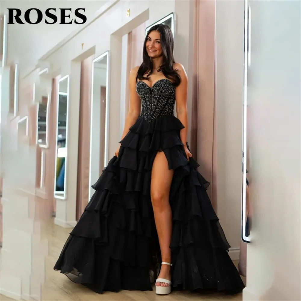 Черное вечернее платье ROSES с разрезом, фасон А-силуэт, с вырезом «сердечко», в стиле знаменитостей, с многоярусными оборками, на заказ
Черное вечернее платье ROSES с разрезом, фасон А-силуэт, с вырезом «сердечко», в стиле знаменитостей, с многоярусными оборками, на заказ