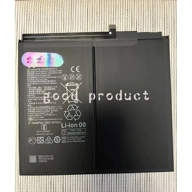 HB28D8C8ECW-12 HB26D8C8ECW-12 Battery For Huawei MatePad 11 10.4 BAH3-W59 W09 AL00 DBY--AL00 Batteries
HB28D8C8ECW-12 HB26D8C8ECW-12 Battery For Huawei MatePad 11 10.4 BAH3-W59 W09 AL00 DBY--AL00 Batteries