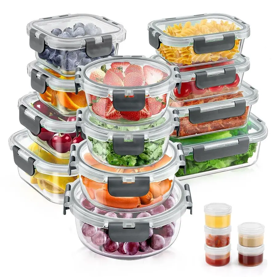 Glass Food Storage Containers with Lids Set, Airtight Glass Meal Prep Containers 17 Containers amp 17 Lids, Leak Proof Lunch Con
Glass Food Storage Containers with Lids Set, Airtight Glass Meal Prep Containers 17 Containers amp 17 Lids, Leak Proof Lunch Con
