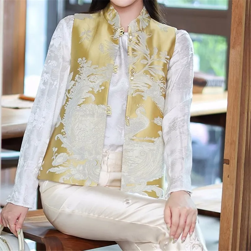 Chinese Ethnic Vest Women Tang Suit Top Loose Vintage Casual Female China Clothing Waistcoat Sleeveless Jacket Pink Yellow 2023
Chinese Ethnic Vest Women Tang Suit Top Loose Vintage Casual Female China Clothing Waistcoat Sleeveless Jacket Pink Yellow 2023