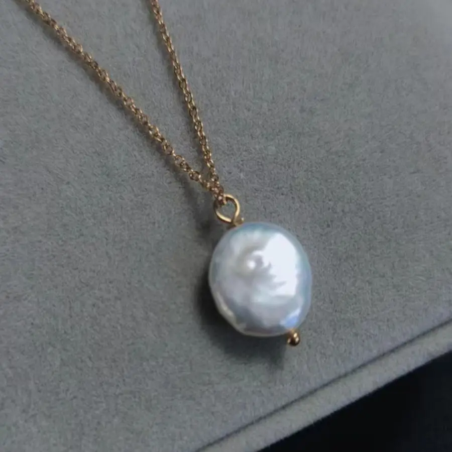 Handmade Genuine Irregular Coin Pearl Pendant Necklace Gold Tone Chain Fashion Jewelry Gift for Her
Handmade Genuine Irregular Coin Pearl Pendant Necklace Gold Tone Chain Fashion Jewelry Gift for Her