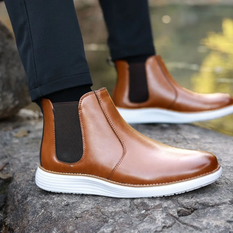 Men British Leather Chelsea Ankle Boots Luxury Retro Slip-On Men High Top Casual Dress Man Boots Size 39-48 Footwear De Zapatos
Men British Leather Chelsea Ankle Boots Luxury Retro Slip-On Men High Top Casual Dress Man Boots Size 39-48 Footwear De Zapatos