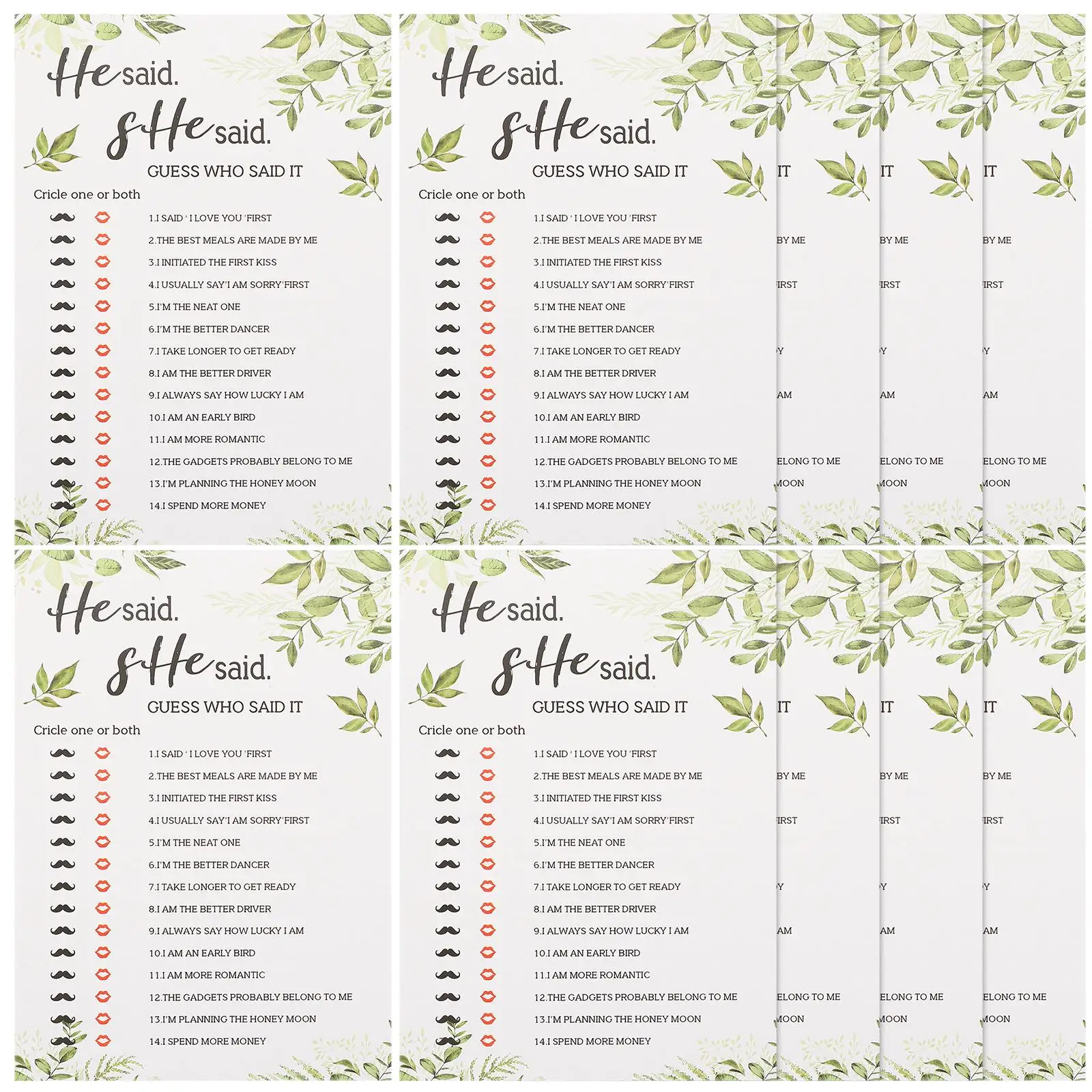 10 Pcs Wedding Game Cards Bridal Shower Party Props Dating Night Fun Fill Answers Modern
10 Pcs Wedding Game Cards Bridal Shower Party Props Dating Night Fun Fill Answers Modern