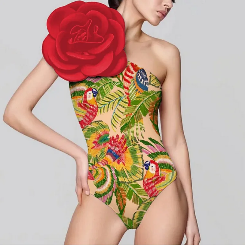 One Piece Swimsuit For Women One-piece Swimsuit D Big Flower Decoration Sexy Parrot Print Swimsuit Suit Female
One Piece Swimsuit For Women One-piece Swimsuit D Big Flower Decoration Sexy Parrot Print Swimsuit Suit Female