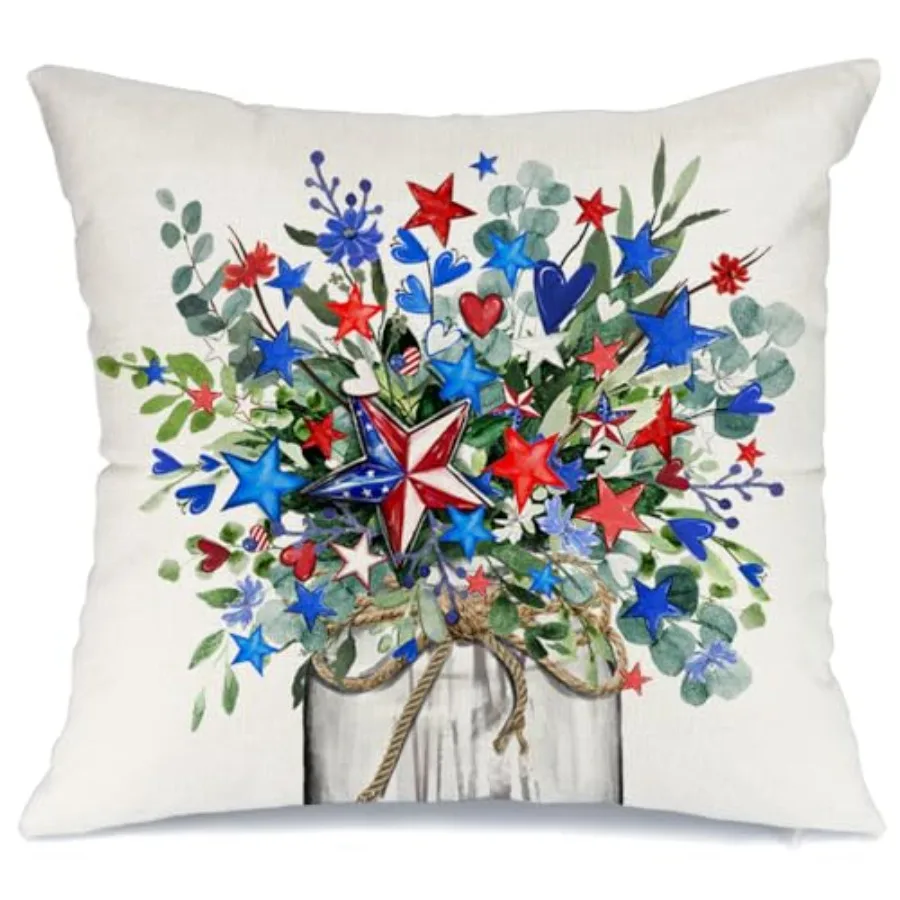 4th of July Pillow Covers 18x18 Inch Stars Floral Vase Butterfly Decor Patriotic America USA Holiday Pillow Case Independence M
4th of July Pillow Covers 18x18 Inch Stars Floral Vase Butterfly Decor Patriotic America USA Holiday Pillow Case Independence M