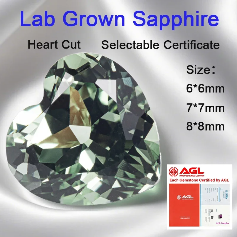 TOP Lab Grown Sapphire Loose Stone Heart Shape Green Color VVS1 Charms Beads for Advanced Jewelry Making Selectable AGL Certifi
TOP Lab Grown Sapphire Loose Stone Heart Shape Green Color VVS1 Charms Beads for Advanced Jewelry Making Selectable AGL Certifi