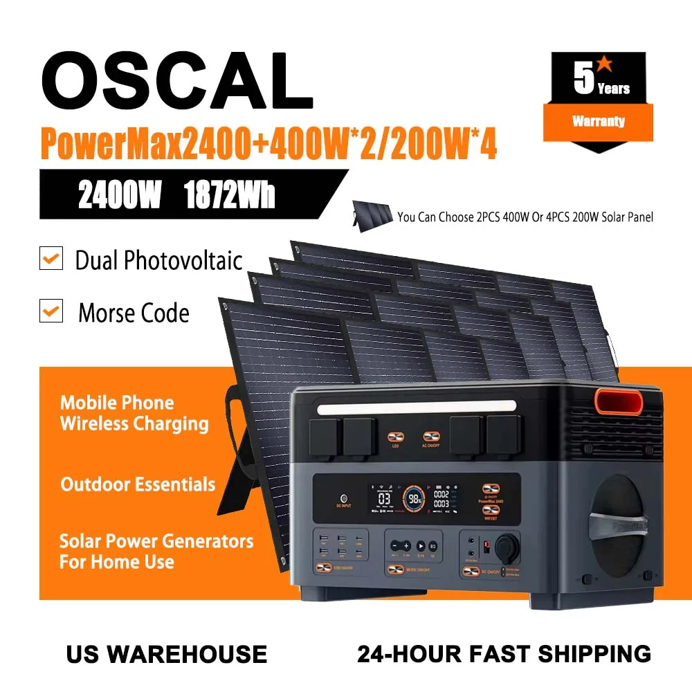 2400W 1872WH Power Station Optional 400W*2 Or 200W*4 Solar Panel,Multiple Charging Modes,Wide Range Of Use For Emergency Power
2400W 1872WH Power Station Optional 400W*2 Or 200W*4 Solar Panel,Multiple Charging Modes,Wide Range Of Use For Emergency Power