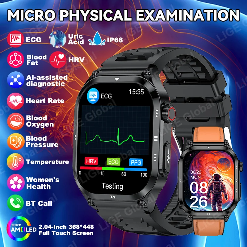LIGE ECG+PPG Smart Watch Blood Lipid Uric Acid AI Diagnostic Detector Body Temperature Health Monitor Smartwatch Men Women New
LIGE ECG+PPG Smart Watch Blood Lipid Uric Acid AI Diagnostic Detector Body Temperature Health Monitor Smartwatch Men Women New