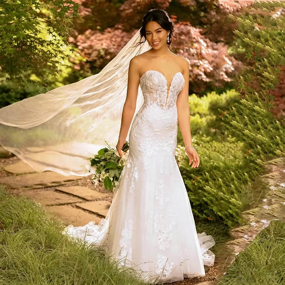Plus Size Wedding Dresses For Bride Sweetheart Openless Mermaid Bridal Gowns Off Shoulder Lace Applique Brides dress Customized
Plus Size Wedding Dresses For Bride Sweetheart Openless Mermaid Bridal Gowns Off Shoulder Lace Applique Brides dress Customized