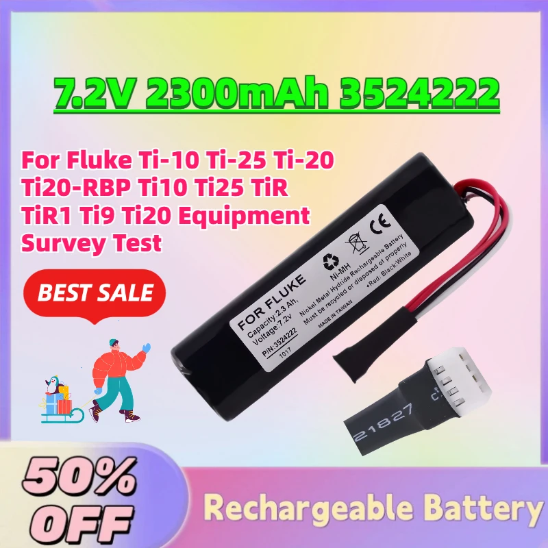 New 7.2V 2300mAh 3524222 Ni-MH Battery for Fluke Ti-10 Ti-25 Ti-20 Ti20-RBP Ti10 Ti25 TiR TiR1 Ti9 Ti20 Equipment Survey Test
New 7.2V 2300mAh 3524222 Ni-MH Battery for Fluke Ti-10 Ti-25 Ti-20 Ti20-RBP Ti10 Ti25 TiR TiR1 Ti9 Ti20 Equipment Survey Test