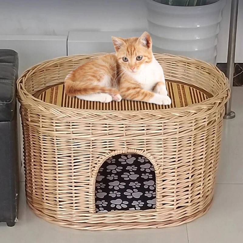 Handwoven Rattan Cat House 2-layers Breathable Pet Villa Four Season Universal Cat Cage Cozy Shelter for Small Cats & Dogs
Handwoven Rattan Cat House 2-layers Breathable Pet Villa Four Season Universal Cat Cage Cozy Shelter for Small Cats & Dogs