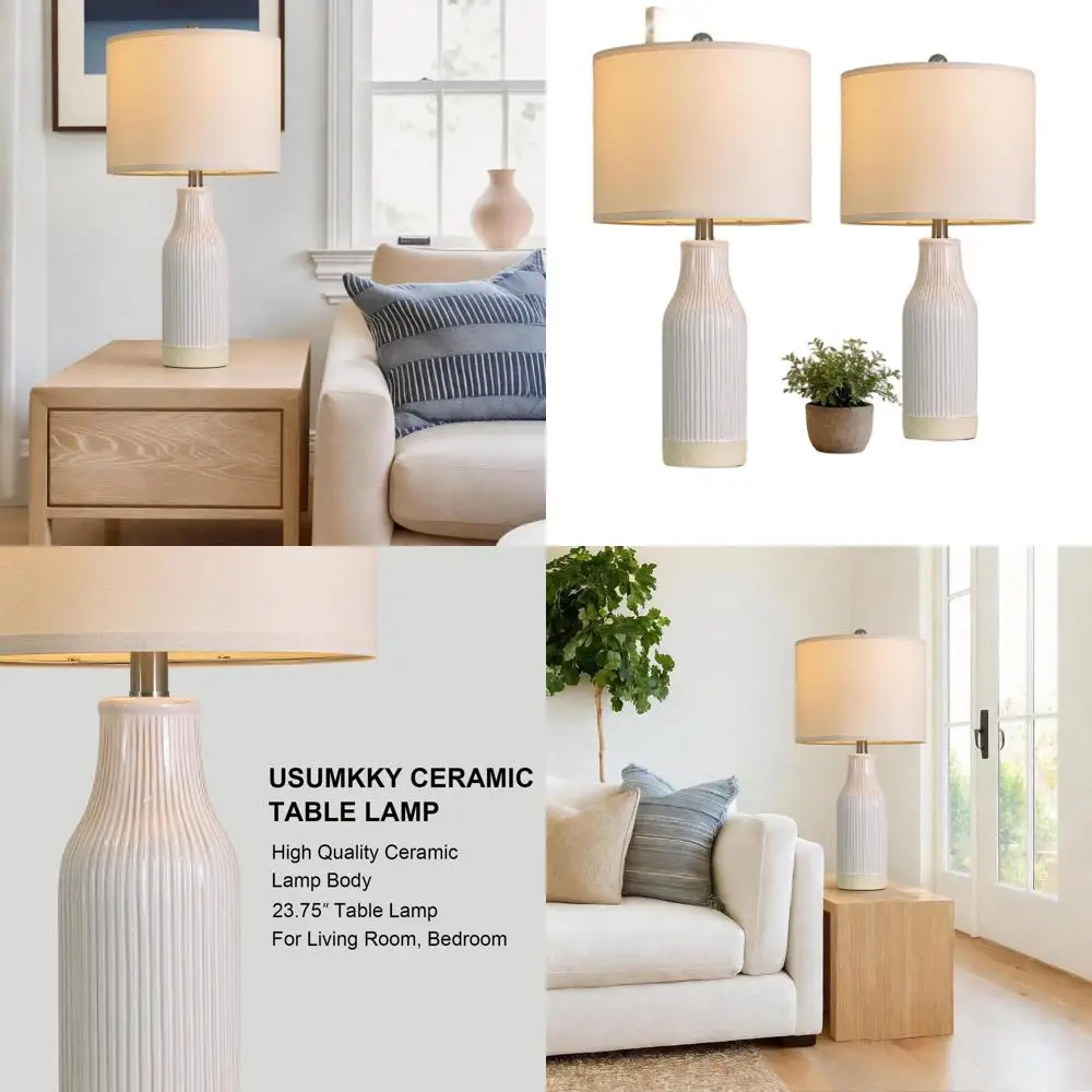 Пара современных керамических настольных ламп (23,75 дюйма) для гостиной, спальни, домашнего офиса и общежития
Пара современных керамических настольных ламп (23,75 дюйма) для гостиной, спальни, домашнего офиса и общежития