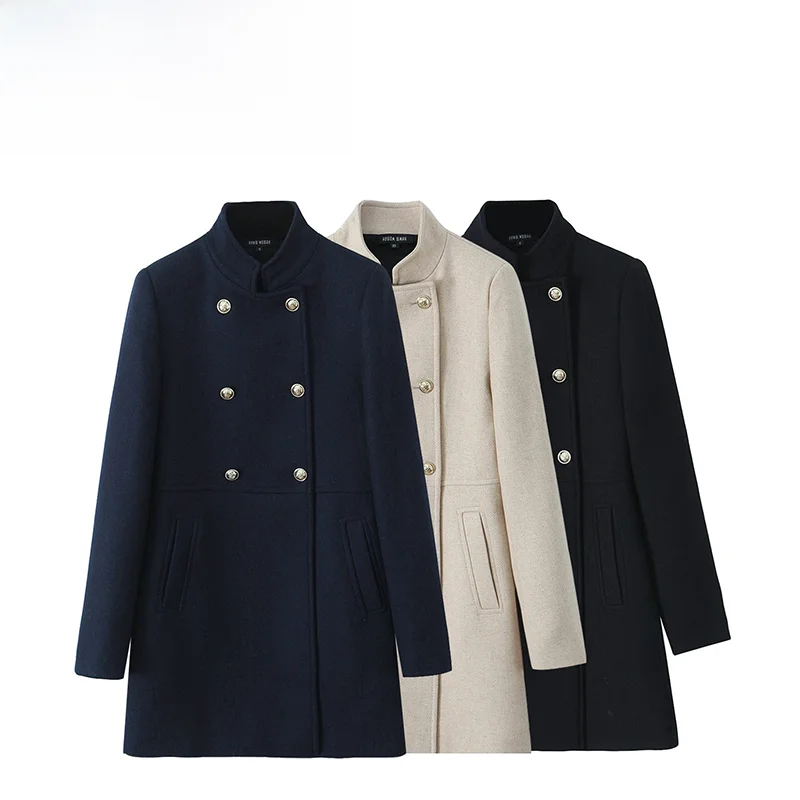 JNLEAOG Autumn New Women's Faion Mixed Fiber Double Button Coat Jaet Long Sve Stand Collar Polyester Fiber Coat
JNLEAOG Autumn New Women's Faion Mixed Fiber Double Button Coat Jaet Long Sve Stand Collar Polyester Fiber Coat