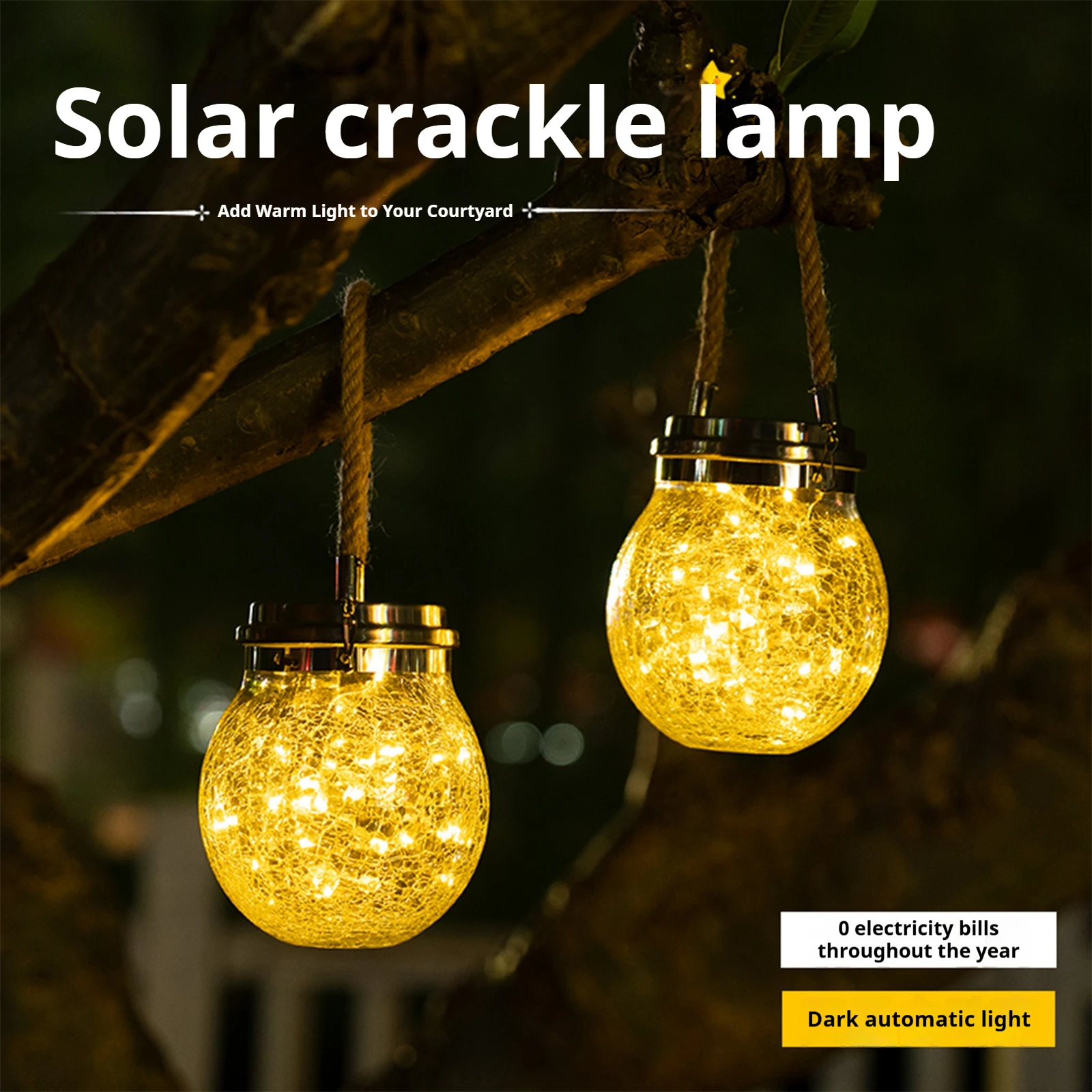 Solar crack light, garden string light decoration, glass material, hanging tree light, outdoor waterproof courtyard light
Solar crack light, garden string light decoration, glass material, hanging tree light, outdoor waterproof courtyard light