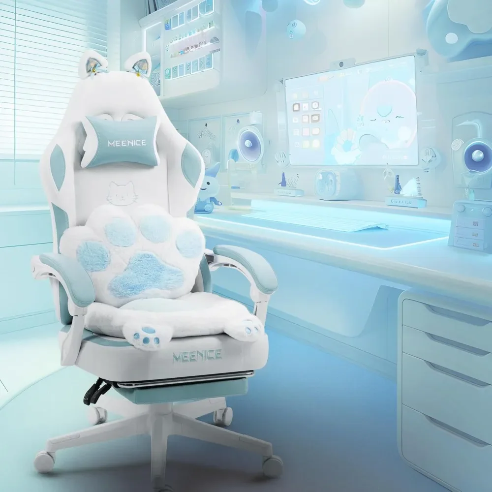 Gaming Chair Cute with Cat Ears Paw Lumbar and Cushion,Ergonomic Computer Chair with Footrest,Reclining PC Game Chair
Gaming Chair Cute with Cat Ears Paw Lumbar and Cushion,Ergonomic Computer Chair with Footrest,Reclining PC Game Chair