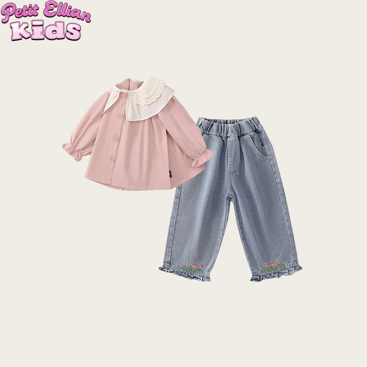1 - 7 Y Baby Girls Cotton Lace Trim Long Sleeve Top and Floral Embroidery Ruffled Jeans Set Adorable and Stylish Outfit for Kids
1 - 7 Y Baby Girls Cotton Lace Trim Long Sleeve Top and Floral Embroidery Ruffled Jeans Set Adorable and Stylish Outfit for Kids
