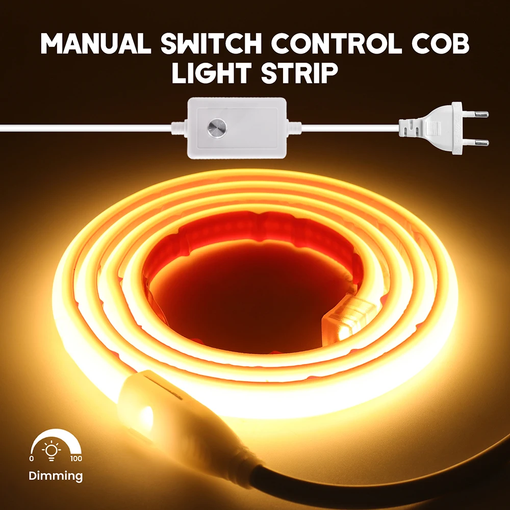 220V Dimmable COB Neon LED Strip Light Switch EU Power Dimmer Kit Flexible Adhesive Tape 288LEDs/M Waterproof Home Decor 0.5m 5m
220V Dimmable COB Neon LED Strip Light Switch EU Power Dimmer Kit Flexible Adhesive Tape 288LEDs/M Waterproof Home Decor 0.5m 5m
