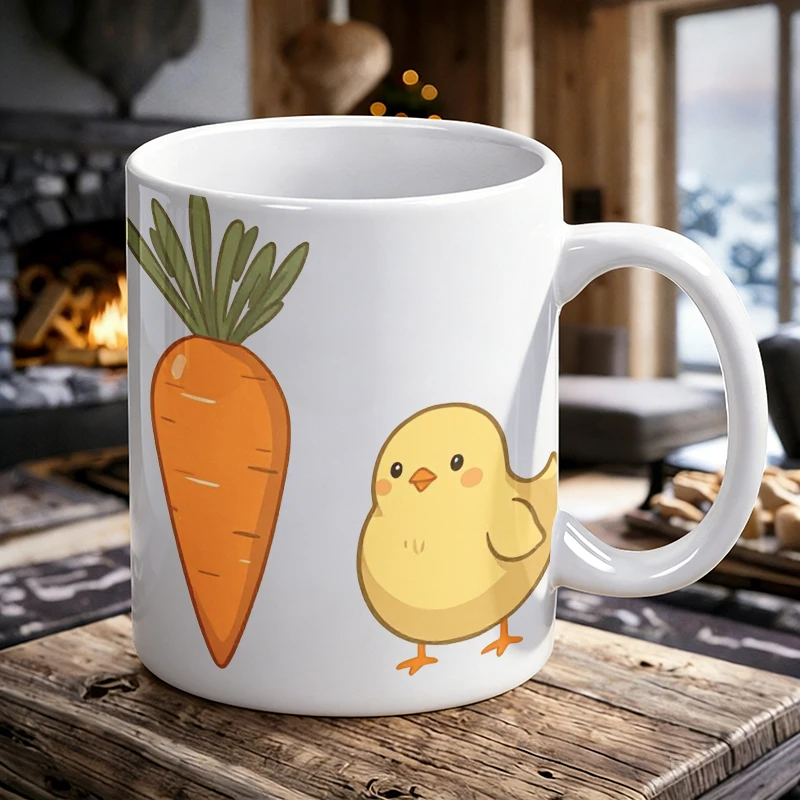 Cute Chick and Carrot Ceramic Cup with Handle, Creative Coffee Cup, Milk Cup, Office Tea Cup, Drinking Cup, Fade-Resistant
Cute Chick and Carrot Ceramic Cup with Handle, Creative Coffee Cup, Milk Cup, Office Tea Cup, Drinking Cup, Fade-Resistant